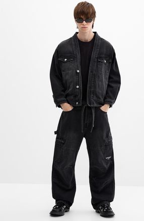 Sixth June Mens Black wash utility jean Loose fit
