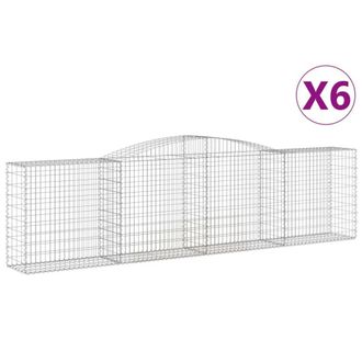 Berkfield Home Arched Gabion Baskets 6 pcs 400x50x100/120 cm Galvanised Iron in Silver