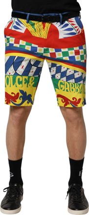 Dolce & Gabbana Multicolor Carretto Print Men Bermuda Mens Shorts (Pre-Owned)