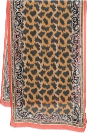 Etro animal-paisley-print scarf - women - Modal/Cashmere - One Size - Brown