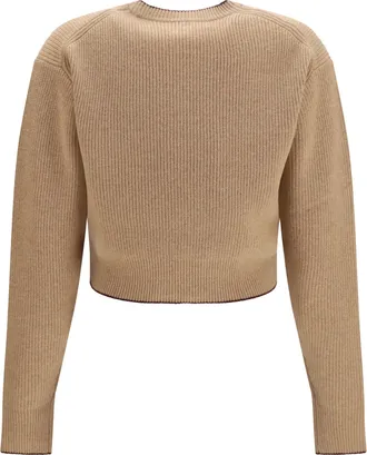 Chlo&eacute; Womens Heart-Logo Sweater Bleached Brown