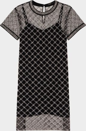 Maje Rione Sizelle Embellished Sheer Tulle Mini Dress