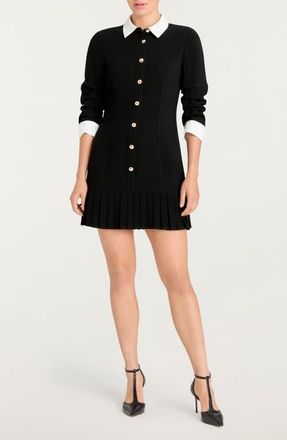 Cinq &agrave; Sept Lucilla Crepe Button-Up Minidress in Black/Ivory at Nordstrom, Size 12