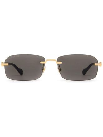Gucci Occhiali da sole squadrati con montatura a giorno - Nero