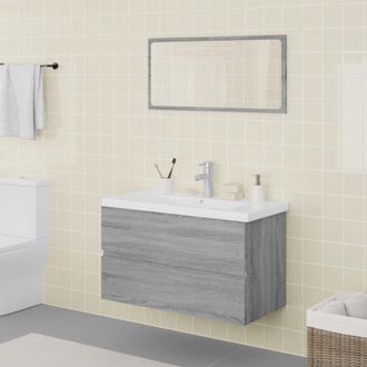 vidaXL Set De Muebles De Ba&ntilde;o Madera Contrachapada Gris Sonoma Vidaxl