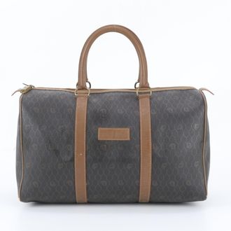 Dior Brown Leather Coated Canvas Boston Bag Tote Bag (Pre-Owned)