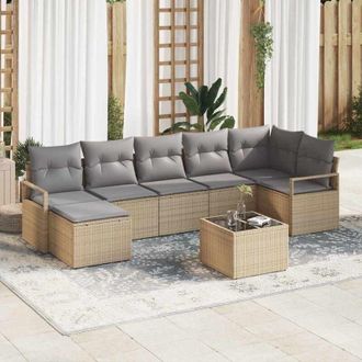 vidaXL Conjunto De Sof&aacute; De Jard&iacute;n 8 Pcs Beige Polirat&aacute;n Vidaxl