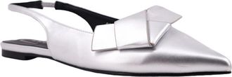 Shushop Audrey Pointed Toe Slingback Flat in Silver at Nordstrom, Size 6.5
