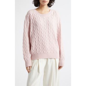 Johnstons of Elgin Kylesku Cashmere Crewneck Sweater in Rosetta Pink at Nordstrom, Size X-Small