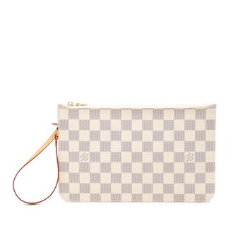 Louis Vuitton Pre-owned Womens Damier Azur Neverfull Pouch Mm - Ivory Textile - One Size