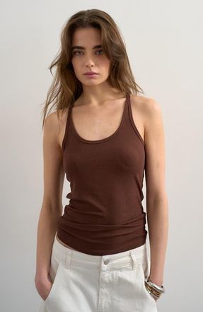 Topshop Spaghetti Strap Racerback Tank in Brown at Nordstrom, Size X-Small