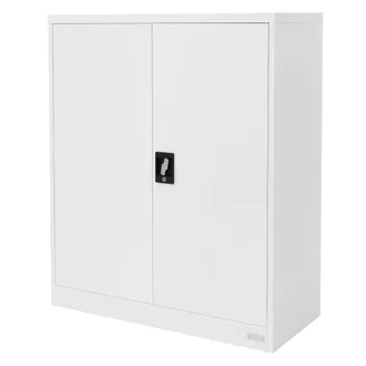 ML Design Ml-design - Archivador De Oficina 90x40x109cm Acero Blanco Armario Independiente Auxiliar Met&aacute;lica Con 2 Puertas Y 3 Estantes Regulables En Altura Mue