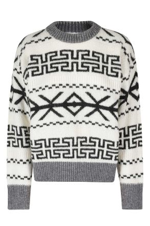 Woolrich Cream Jacquard Fair Isle Knitted Crewneck Sweater