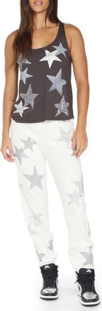 Lauren Moshi Gia Crystal Multi Stars Sweatpants in Faded White at Nordstrom, Size X-Small