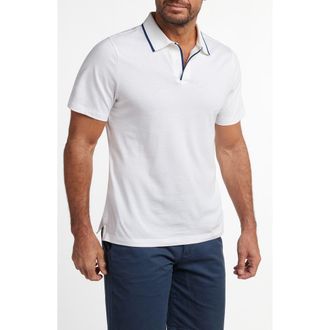 David Donahue Hemingway Cotton & Silk Polo in White at Nordstrom, Size Xx-Large