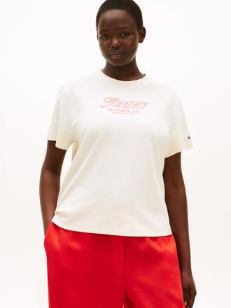 Tommy Hilfiger T-Shirt TOMMY HILFIGER CURVE CRV FUN GRAPHIC REG C-NK SS TEE, Damen, Gr. 48, calico, Single Jersey, Obermaterial: 100% Baumwolle, bedruckt, regular fi