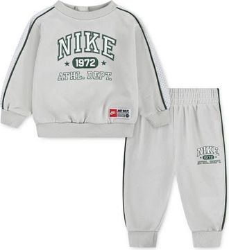 Nike Essential Fleece Sweatshirt & Joggers Set in Light Bone at Nordstrom, Size 12M