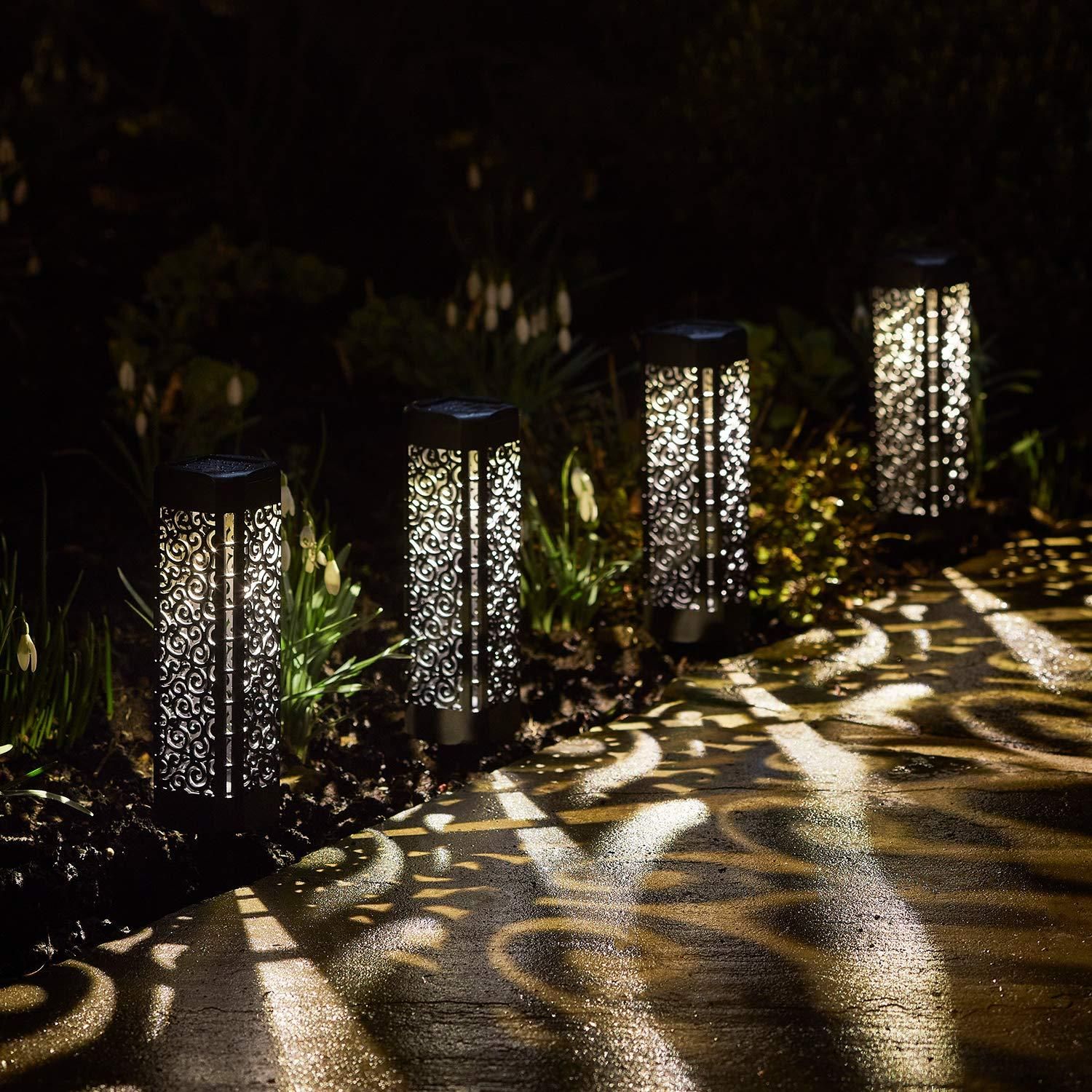 Wakects Solar-Bodenleuchten (2 Stück) – 6 LED, Aluminium, IP68 Wasserdicht, Gelbes Licht Für Garten & Wege