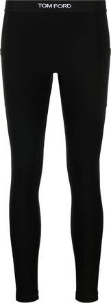 Tom Ford logo-waistband cropped leggings - women - Viscose/Elastane/Polyamide - M - Black