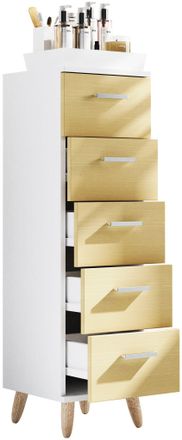 ebuy24 Ebuy24 - Muebles De Ba&ntilde;o Vcm Midischrank Gabinete De Ba&ntilde;o Dimensiones: Al. 100 X An. 30 X P. 30 Cm Caj&oacute;n 5 Cajones - Landos M (blanco / Roble Miel)