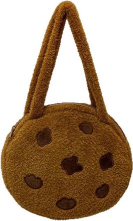 Generic Y2K Style Plush Fluffy Chocolate Cookie Purse for Women, Cute Novelty Shoulder Tote Bag with Large Capacity (20cm)