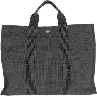 Herm&egrave;s Pre-owned Herline MM Tote Bag Gray - Dames - Vintage Shopper - Grijs - ONE Size - Polyester - Vintage