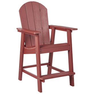 Beliani Beliani - Silla De Bar Tumbona De Madera Pl&aacute;stica Para Patio Jard&iacute;n Rojo Adirondack