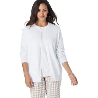 Jessica London Fine Gauge Cardigan in White at Nordstrom, Size 12