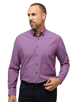 Eterna casual overhemd Comfort Fit roze blauw geruit katoen