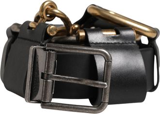 Dolce & Gabbana Men Black Classic Leather Metal Buckle Belt Calf