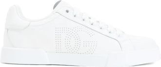 Dolce & Gabbana Witte leren sneakers met geperforeerd ontwerp - Dames - Sneakers - Wit - 36 1/2 EU - Schoenen