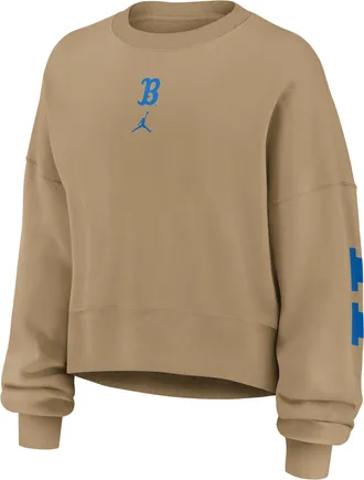 Nike Womens UCLA Phoenix 2-Hit Jordan Brand College Pullover Crew in Brown | 0JD72FEUCL-ZEE