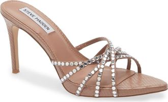 Steve Madden Brinleigh Snake Embossed Strappy Sandal in Mocha at Nordstrom Rack, Size 8.5