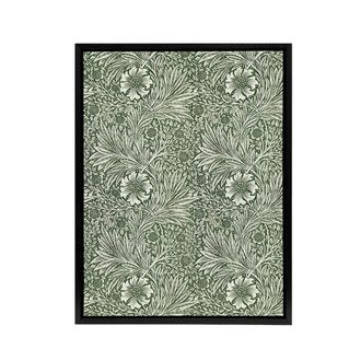 Artery8 Marigold Flower Green Pattern Framed Canvas Wall Art Print W. Morris | Size: W24 x H32