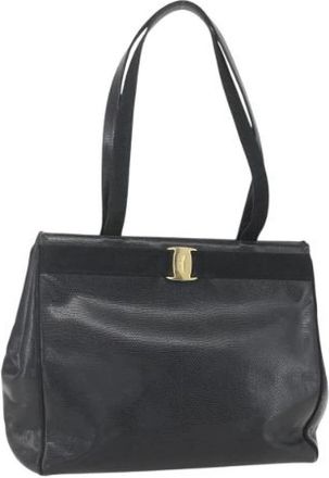 Ferragamo Pre-owned Leren Schoudertas - Dames - Vintage Shopper - Zwart - ONE Size - Leer - Vintage
