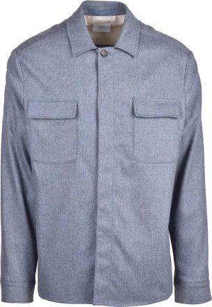 Eleventy Blue Wool-Blend Shirt Jacket