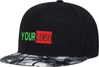 Generic Custom Logo & Text Snapback Hat/Cap | Embroidered Front Hip Hop Flat Bill HAt | Personalized Flat Brim Hats