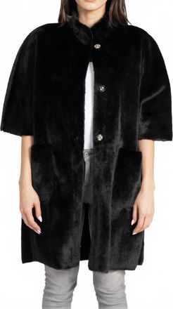 Love Token Nia Faux Fur Cape Coat In Black