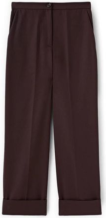Motivi Cropped Wide-Leg Broek - Dames - Wijde Broeken - Bruin - M - Leer - Broeken