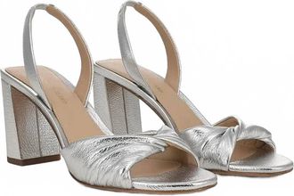 Veronica Beard Womens Tullia Metallic Leather Slingback Sandal In Silver