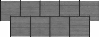 vidaXL Conjunto De Valla 1564 X 186 Cm Wpc Y Aluminio Gris Vidaxl