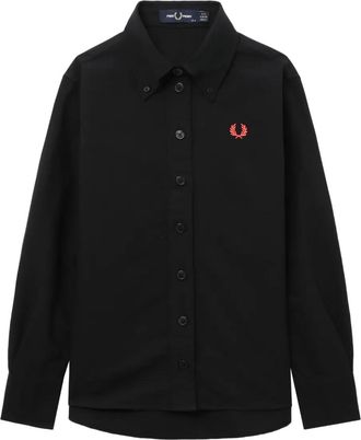 Fred Perry Overhemd met geborduurd logo - Zwart