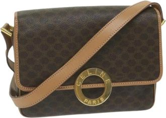 Celine Pre-owned Cross Body Bags, female, Brown, Size: ONE SIZE Pre-owned Vintage macadam circle logo shoulder bag