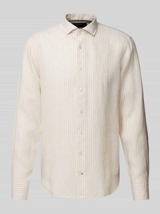 Olymp Slim Fit Leinenhemd mit Kentkragen Modell Sykia in Sand, Gr&ouml;&szlig;e 41
