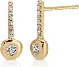 EF Collection 14k Gold Diamond Pillow Stud Earrings in 14K Yellow Gold at Nordstrom