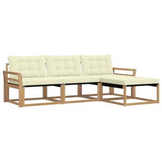 vidaXL Conjunto De Sof&aacute;s De Exterior Con Coj&iacute;n 4 Pcs Blanco Y Crema Vidaxl