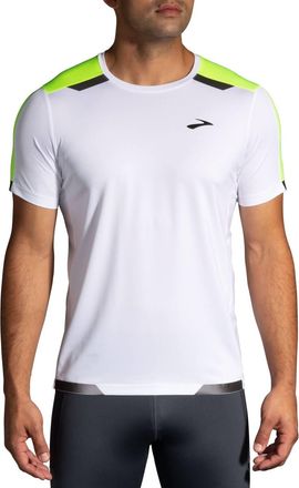 Brooks Run Visible Short Sleeve Tee In White/asphalt/nightlife