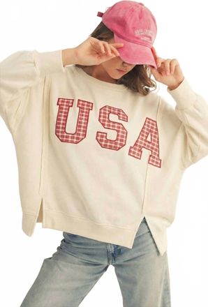 Lovlov 4Th Of July Patch Beloved Pullover Sweatshirt In White