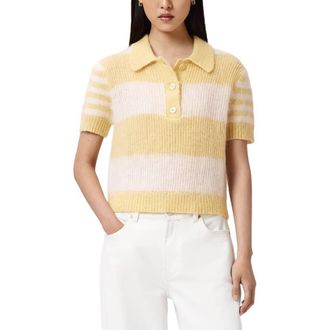 AllSaints Clem Polo Sweater in Hay Yellow/White at Nordstrom, Size X-Small