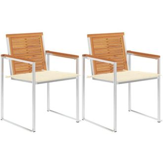 vidaXL Vidaxl - Sillas De Jard&iacute;n Con Cojines 2 Uds Madera Maciza Acacia Y Acero